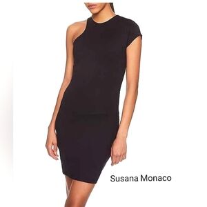 Susana Monaco Knit One Shoulder Short Sleeve Mini Dress